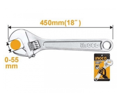 LLAVE INGCO AJUSTABLE 450MM 18in1