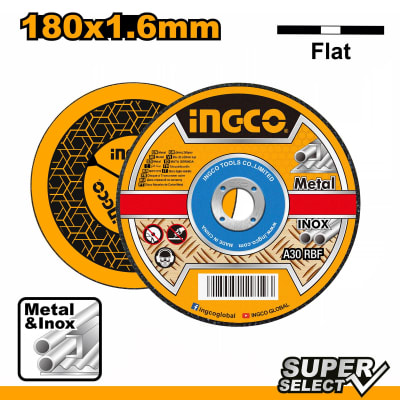 DISCO CORTE INGCO PLANO P/METAL/INOX 180X1.6X22MM 7in SS
