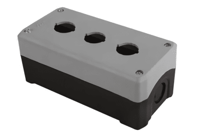 CAJA PVC 3 PERFORACIONES 22MM GRIS/NEGRO PE