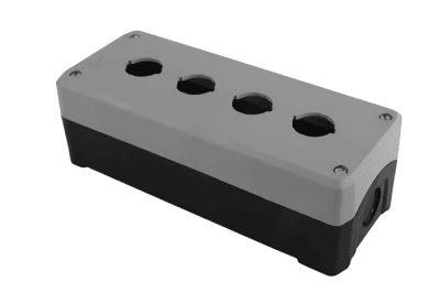 CAJA PVC 4 PERFORACIONES 22MM GRIS/NEGRO PE