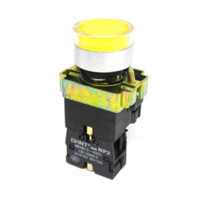 PULSADOR RASANTE AMARILLO 1NA C/LED 220V 22MM PE