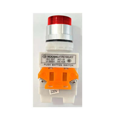 PULSADOR RASANTE ROJO 1NC C/LED 220V 22MM BK