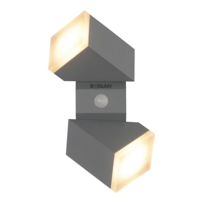 APLIQUE  12.5W CALIDO IP54 DOBLE PLATA C/SENSOR ROBLAN1