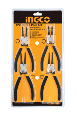 SET INGCO ALICATES SEGURO SEEGER EXTERNO/INTERNO 4 PIEZAS 180MM/7in