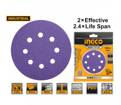 SET INGCO DISCOS DE LIJA ZIRCONIO 10PZAS P40-120 INDTR 125MM/5in1
