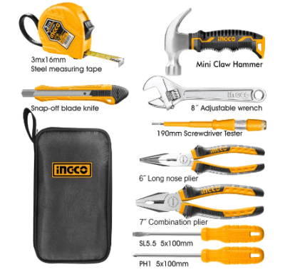KIT HERRAMIENTAS INGCO 9 PIEZAS PEQUEÑO