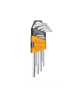 SET INGCO LLAVES ALLEN PUNTA DE BOLA 9 PIEZAS 1.5-10MM1