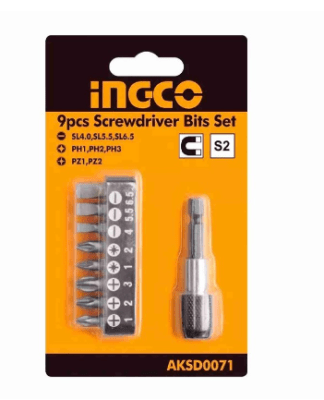 SET INGCO DE PUNTAS+ADAPTADOR 9PZ