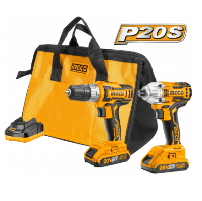 SET INGCO TALADRO+ATORNILLADOR DE IMPACTO INDS 20V