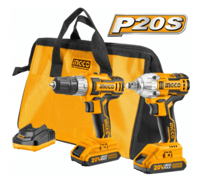 SET INGCO TALADRO+PISTOLA IMPACTO INDUSTRIAL 20V1