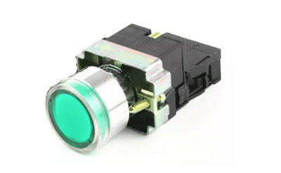 PULSADOR RASANTE VERDE 1NA C/LED 220V 22MM PE1