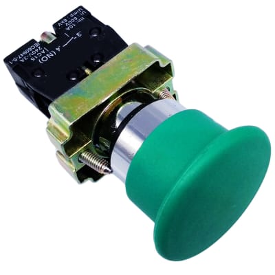 PULSADOR VERDE 22MM 1NA HONGO 40MM PE
