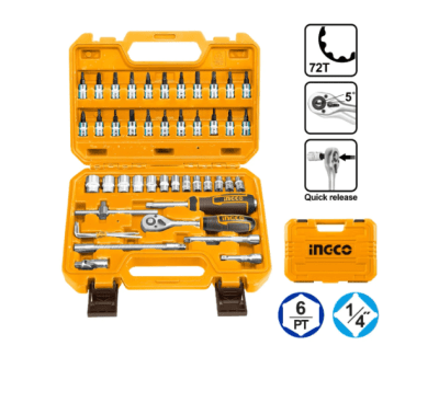SET INGCO DADOS Y CHICHARA 46 PZS  1/4