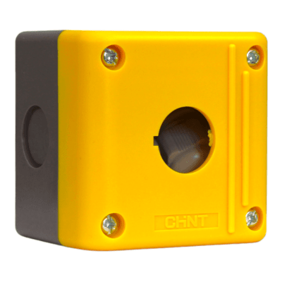 CAJA PVC 1 PERFORACION 22MM AUTOEXTINGUIBLE AMARILLO1