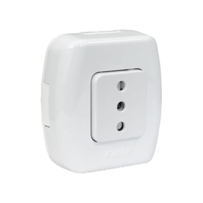 CASQUETE TOMACORRIENTE SIMPLE 2P + T 10A 250V TEKNA BLANCO KALOP1