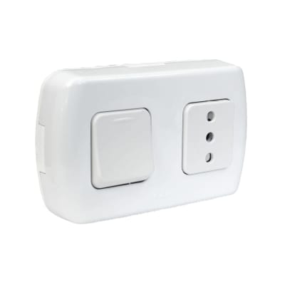 CASQUETE INTERRUPTOR 9/12 + 1 TOMA 2P + T TEKNA BLANCO KALOP