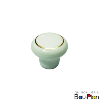 TIRADOR Cerámico  Blanco  a/Oro Mediano 3502. 1G. 261