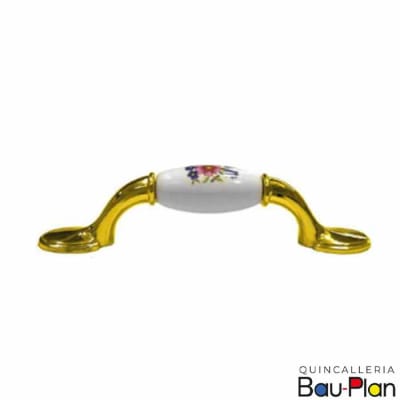 TIRADOR MANILLA CURVA PORCELANA FLOR BRIL. AZUL 103281