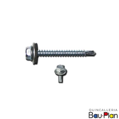 TORNILLO Hexagonal 12x2 1/2  (100 un) Punta Broca con Golilla Zinc1