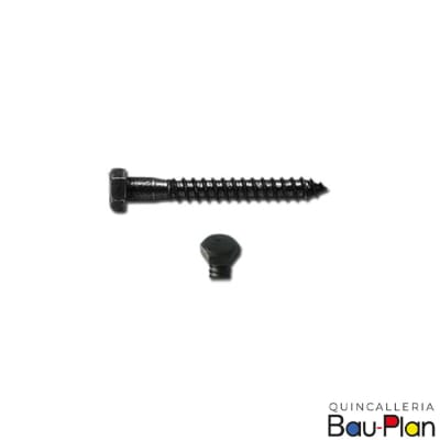 TORNILLO Tirafondo 1/4 x 1 x (100u) Cabeza Hexagonal Pavonado1