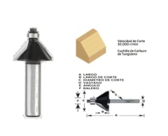 FRESA ROUTER CHAFLAN CON RODAMIENTO 1/4 x 1 x 7/16 x 45°x 2 x 3/8 B