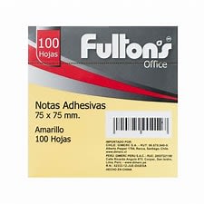 NOTA ADHESIVA 75X75MM 100 HJS AMARILLA