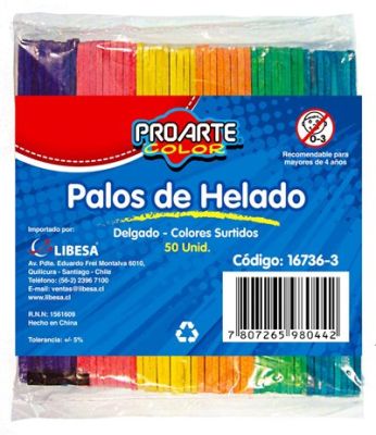 PALOS DE HELADO DELGADO COLOR 50un
