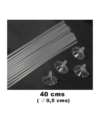 SET VARILLAS GLOBOS TRANSPARENTE (20UNIDADES)