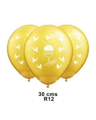 GLOBO N°12 25 UNIDADES MI PRIMERA COMUNION DORADO