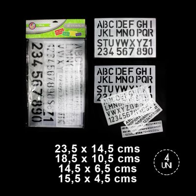 SET 4 PLANTILLAS LETRAS Y NUMEROS DIFERENTES TAMAÑOS