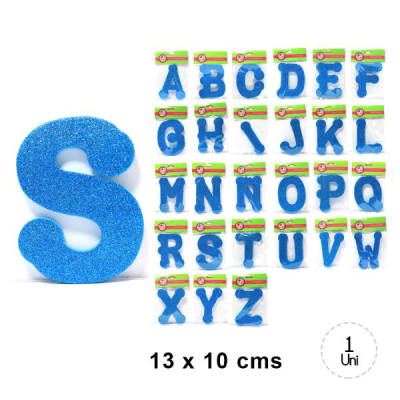 LETRA GOMA EVA GLITTER NIÑO CELESTE