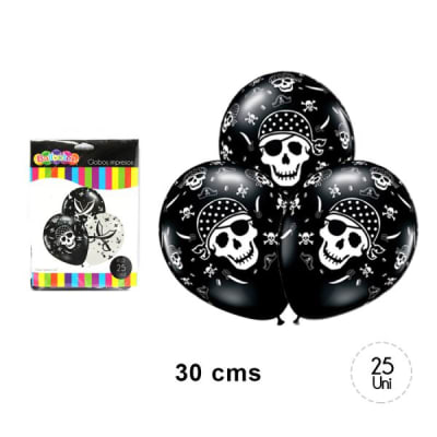 GLOBOS Nº12 25 UNIDADES PIRATAS HALLOWEEN