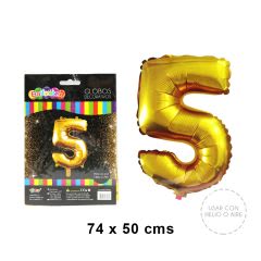GLOBO METALICO GOLD NUMERO 5