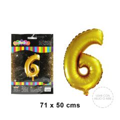 GLOBO METALICO GOLD NUMERO 6