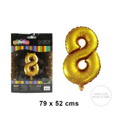 GLOBO METALICO GOLD NUMERO 8