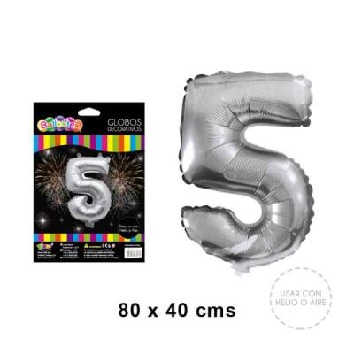 GLOBO METALICO SILVER NUMERO 5