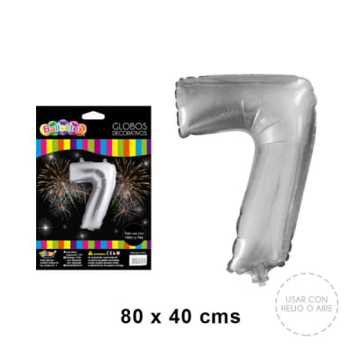 GLOBO METALICO SILVER NUMERO 7