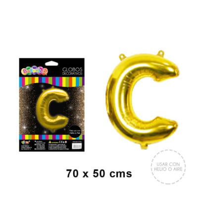 GLOBO METALICO LETRA GOLD C