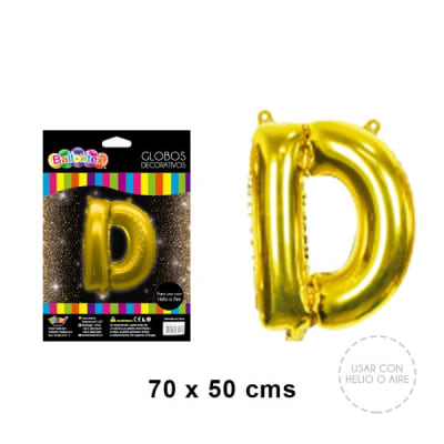 GLOBO METALICO LETRA GOLD D