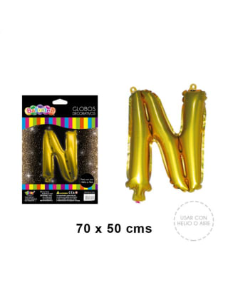 GLOBO METALICO LETRA GOLD N
