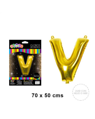 GLOBO METALICO LETRA GOLD V