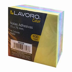 NOTA ADHESIVA 75X75MM 400HJS 4 COLORES PASTELES