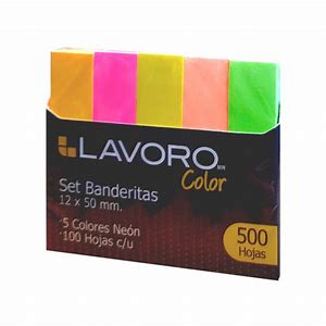 SET BANDERITAS ADHESIVAS 12X50MM 500HJS 5 COLORES NEON