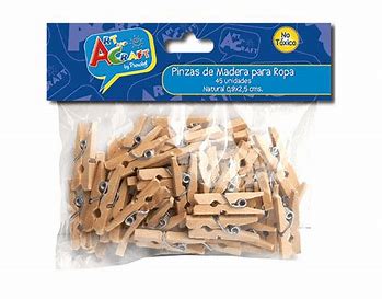 PINZAS MADERA MINI NATURAL 45 UNIDADES