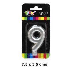 VELA NUMERO  METAL PLATA/240