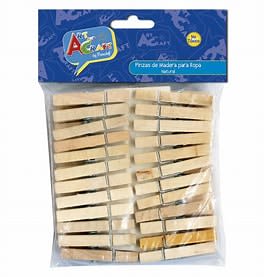 PINZAS DE MADERA NATURAL PARA ROPA 48 UNIDADES 1X4.9CMS
