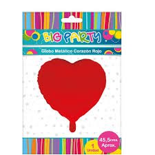 GLOBO METAL DISEÑO CORAZON ROJO