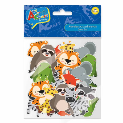 FIGURA DE GOMA EVA AUTOADHESIVA ANIMALES 48 PCS