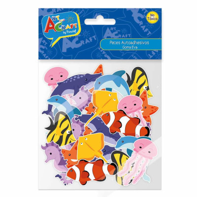 FIGURA DE GOMA EVA AUTOADHESIVA PECES 36 UNIDADES