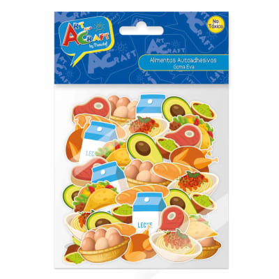 FIGURA DE GOMA EVA AUTOADHESIVA ALIMENTOS 50 PCS